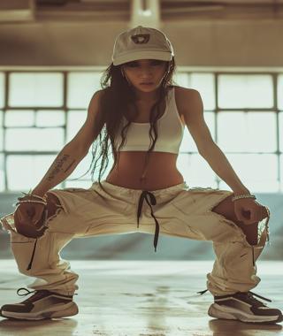 Group performing urban hip hop choreography at street dance hen party class Glasgow